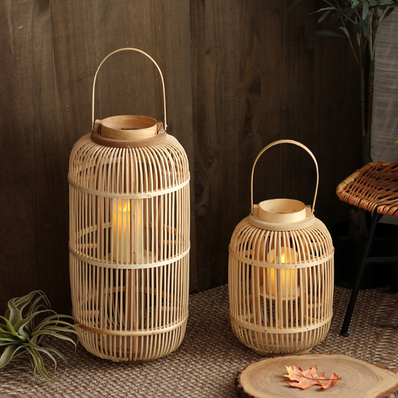 Candle Holder Decor - Handmade Bamboo Wind Lamp Floor Candle
