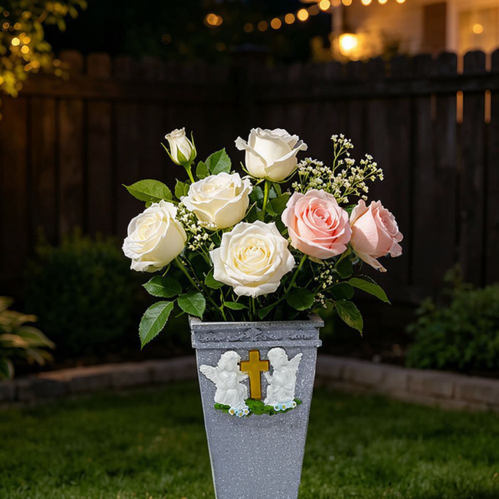 Resin Solar Cross Angel Grave  - Vase Decor ulasan dan harga