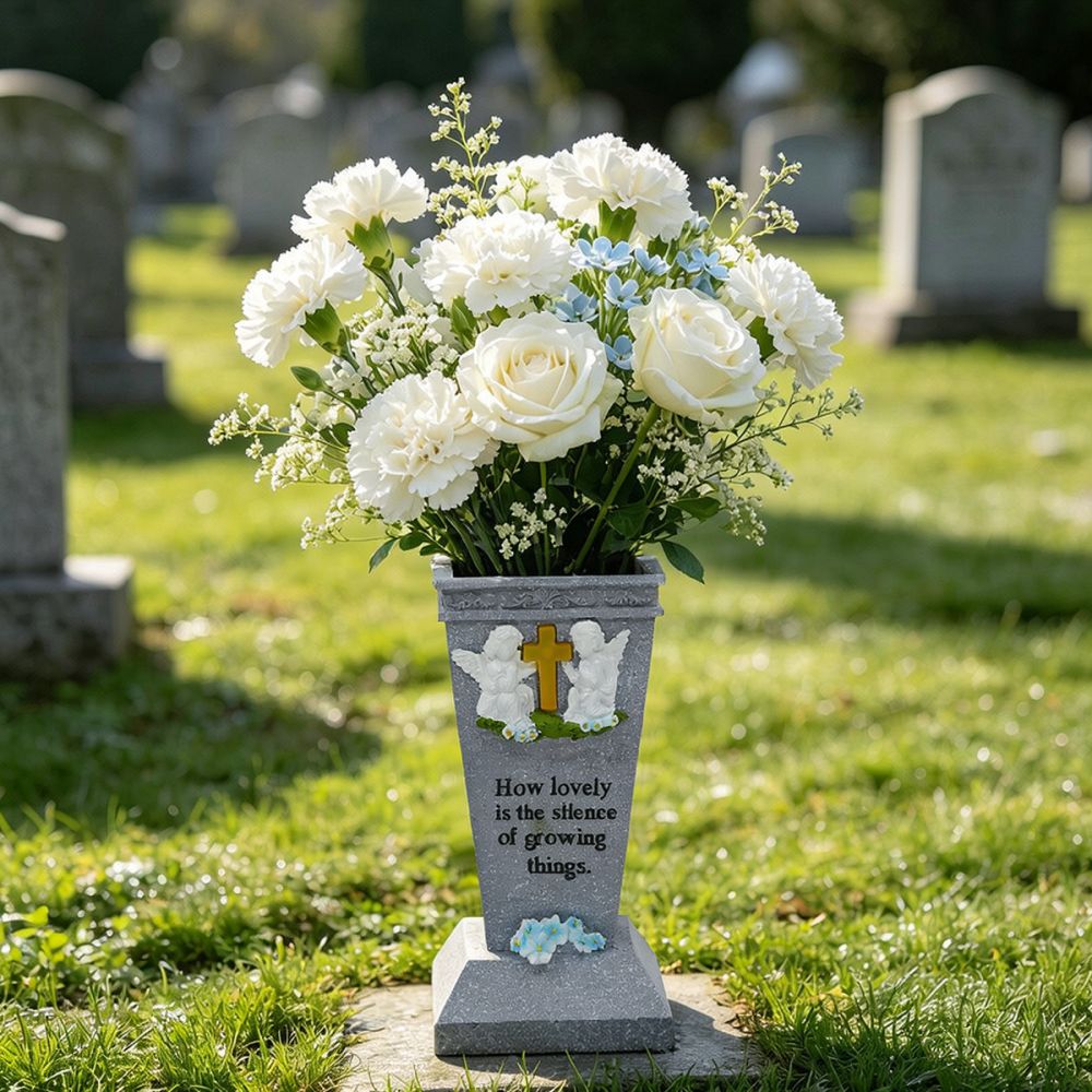 Resin Solar Cross Angel Grave  - Vase Decor ulasan dan harga