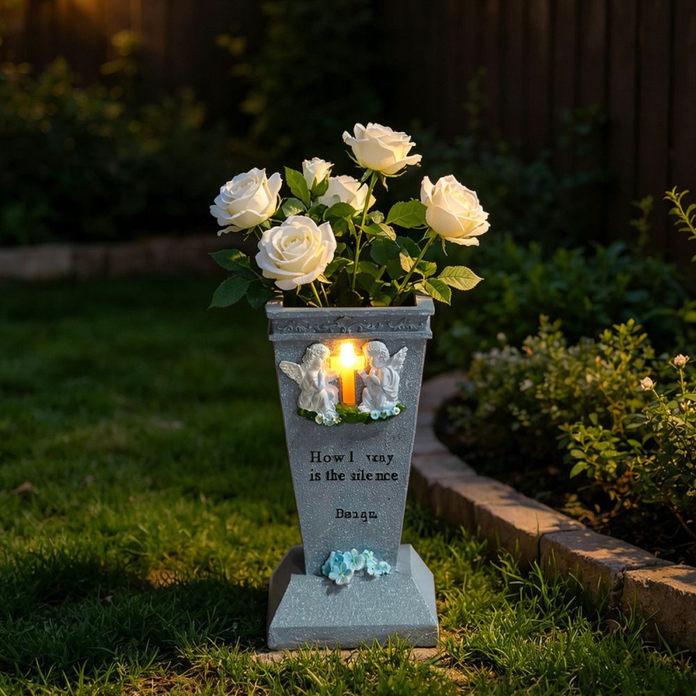Resin Solar Cross Cemetery Vas - Vase Decor ulasan dan harga